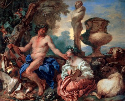 Pastoral scene. Faun and Shepherdess by Giovanni Benedetto Castiglione