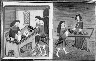 Decameron, Guasparruolo lends money to Gulfardo; Gulfardo gives the money to Ambrogia. Eighth day, story 1 by Giovanni Boccaccio