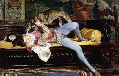 A Young Page, Playing with a Greyhound by Giovanni Boldini