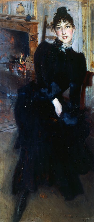 Alaide Banti at the fireplace by Giovanni Boldini