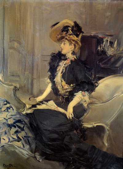 Belle Epoque: The Visit (Elegant Young Woman in Evening Dress) by Giovanni Boldini