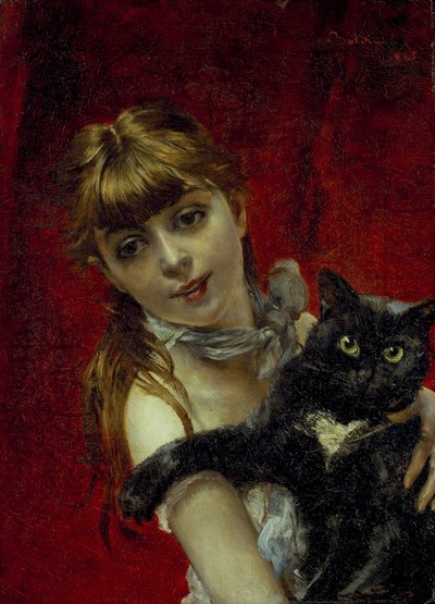 Girl with black cat, c.1885 by Giovanni Boldini