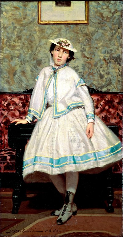 Portrait of Alade Banti in White by Giovanni Boldini