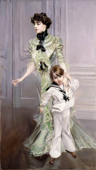 Portrait of Madame Hugo and Her Son by Giovanni Boldini