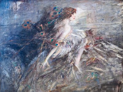 Portrait of the Marquise Casati with Peacock Feathers by Giovanni Boldini