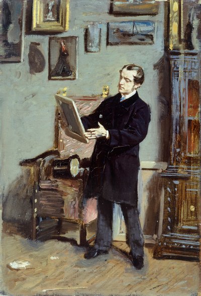 Self-portrait of Giovanni Boldini looking at a picture (ca 1865) by Giovanni Boldini