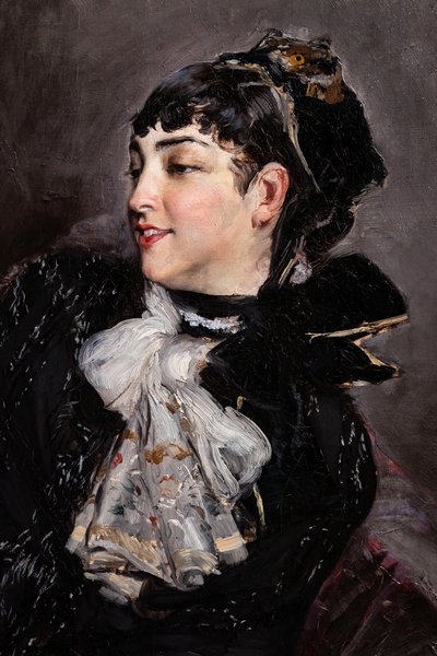 The Countess of Rasty on the Sofa (detail) by Giovanni Boldini