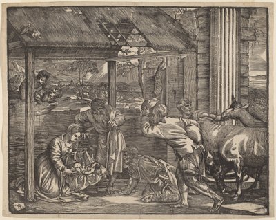 The Adoration of the Shepherds by Giovanni Britto after Titian