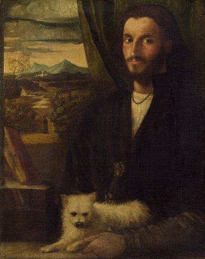 Portrait of a Man with a Dog by Giovanni Cariani