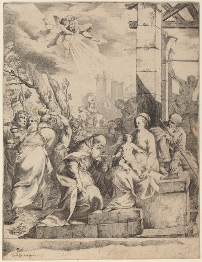 The Adoration of the Magi by Giovanni David after Scarsellino