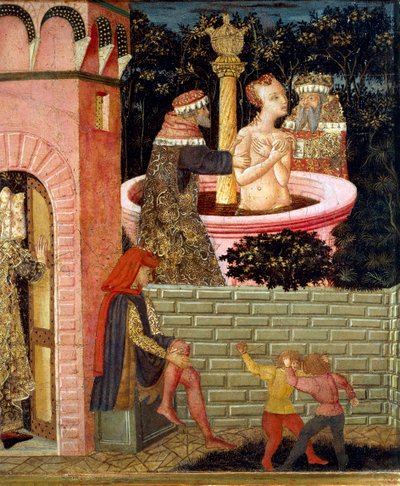 Stories of Susanne, circa 1450, front panel of painted chest (detail) by Giovanni Di Ser Giovanni Lo Scheggia Guidi
