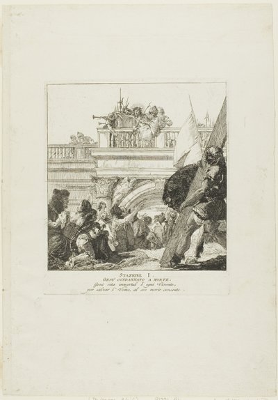 Christ is Condemned to Death, plate one from Stations of the Cross by Giovanni Domenico Tiepolo