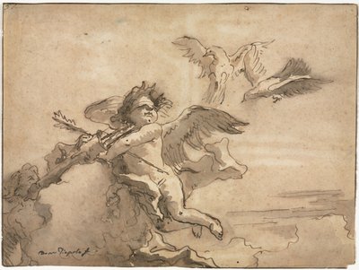 Cupid Blindfolded and Two Doves, 1757 or after by Giovanni Domenico Tiepolo
