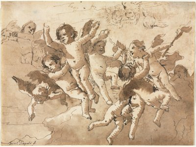 Cupid in the Clouds with Attendant Cherubs by Giovanni Domenico Tiepolo