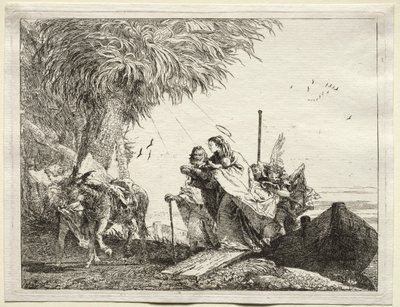 Flight into Egypt: The Holy Family, Disembarking by Giovanni Domenico Tiepolo