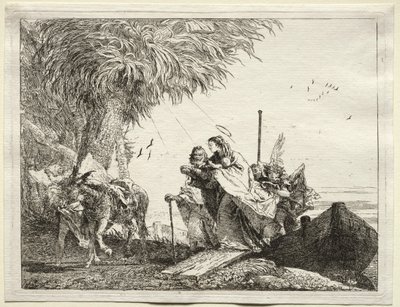 Flight into Egypt: The Holy Family, Disembarking by Giovanni Domenico Tiepolo