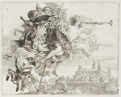 Frontispiece: The Arms of Carl Philipp von Greiffenklau Carried Aloft by an Angel, from The Flight into Egypt by Giovanni Domenico Tiepolo