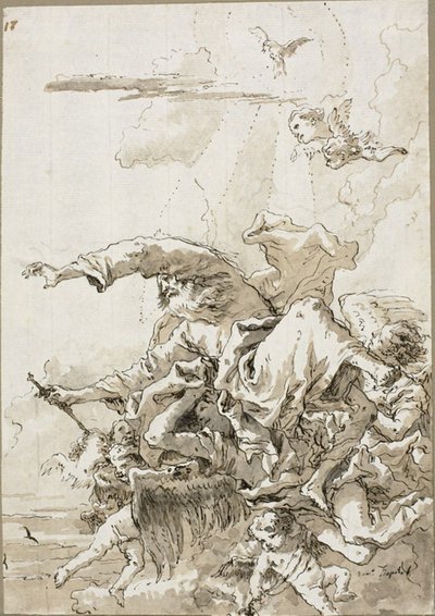 God the Father Supported by Angels in Clouds, II by Giovanni Domenico Tiepolo