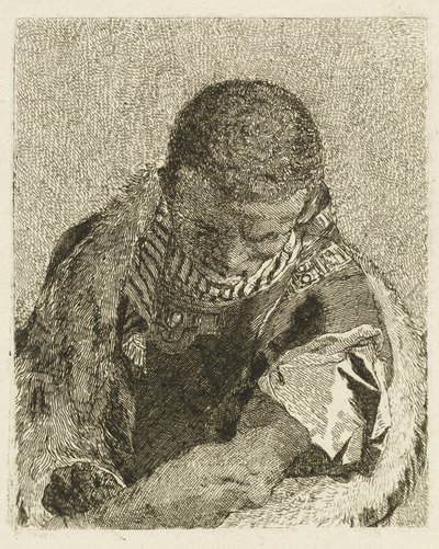 Head of a Moor Bending Forward by Giovanni Domenico Tiepolo