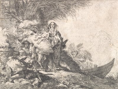 Joseph Adoring the Christ Child near a Smoking Altar, from the Flight into Egypt by Giovanni Domenico Tiepolo