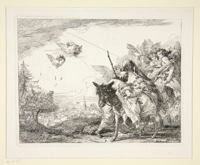 Joseph Contemplates the Infant Jesus, from the series Picturesque Ideas on the Flight into Egypt by Giovanni Domenico Tiepolo