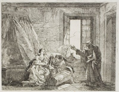 Joseph Tells Mary of Their Forthcoming Departure, plate four from The Flight into Egypt by Giovanni Domenico Tiepolo
