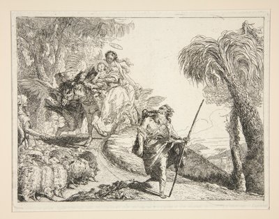 Joseph with the Virgin and Child, from the series Idee pittoresche sopra la fuga in Egitto (Flight into Egypt) by Giovanni Domenico Tiepolo