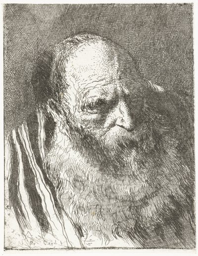 Man with Beard in Striped Cloak (series title: Collection of Heads) by Giovanni Domenico Tiepolo