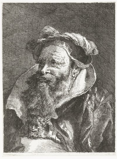 Man with Satyr Head on Buckle (Collection of Heads) by Giovanni Domenico Tiepolo