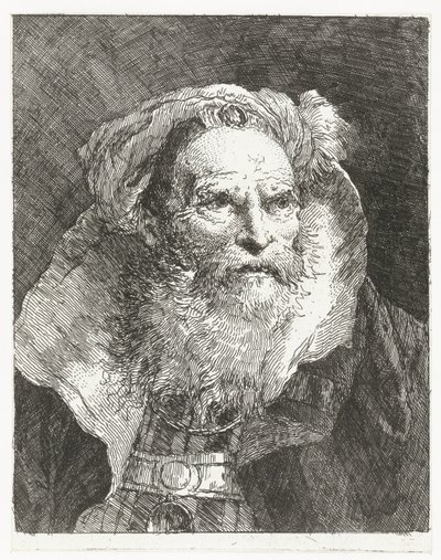 Man with Turban and High Collar by Giovanni Domenico Tiepolo