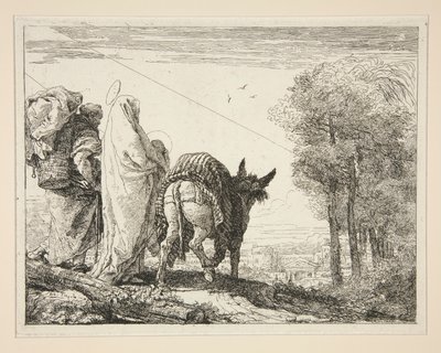 Mary Holding her Child in her Arms, from the series Picturesque Ideas on the Flight into Egypt by Giovanni Domenico Tiepolo