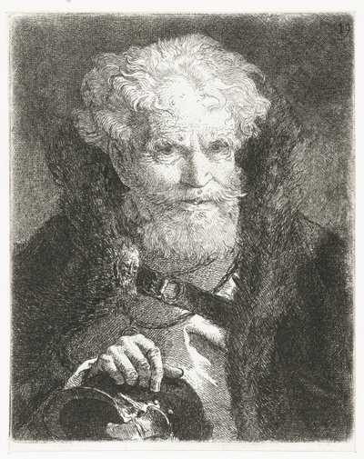Old Man in Coat with Fur Collar and Helmet Collection of Heads (series title) Raccolta di Teste (series title) by Giovanni Domenico Tiepolo