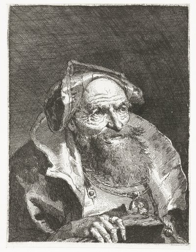 Old Man with Chain and Book (series title: Collection of Heads) by Giovanni Domenico Tiepolo