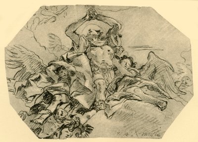 Praying Saint Surrounded by Angels by Giovanni Domenico Tiepolo