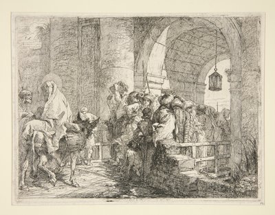 The Arrival of the Holy Family at the Gate of a Town, from the Series Picturesque Ideas on the Flight into Egypt by Giovanni Domenico Tiepolo