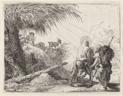 The Flight, Holy Family at the Right, Joseph Looking to the Left by Giovanni Domenico Tiepolo
