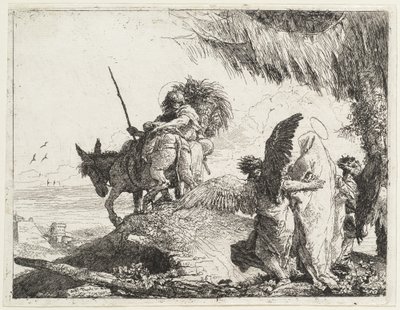 The Flight, with Madonna at Right Supported by Angels by Giovanni Domenico Tiepolo