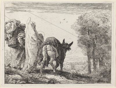 The Flight with the Holy Family at the Left by Giovanni Domenico Tiepolo