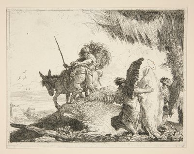 The Holy Family Between Two Angels, from the series Idee pittoresche sopra la fuga in Egitto (Flight into Egypt) by Giovanni Domenico Tiepolo