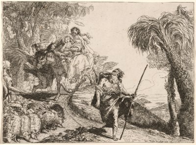 The Holy Family Descending a Path near Shepherds by Giovanni Domenico Tiepolo
