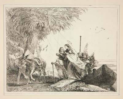 The Holy Family Disembarking, from the Series Idee Pittoresche Sopra la Fuga in Egitto (Flight into Egypt) by Giovanni Domenico Tiepolo