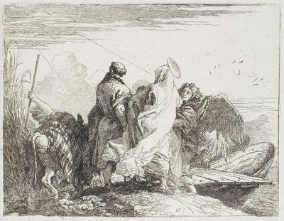 The Holy Family Stepping Off the Bank, plate fifteen from The Flight into Egypt by Giovanni Domenico Tiepolo