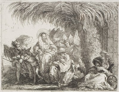 The Holy Family Under a Palm Tree, Plate Six from The Flight into Egypt by Giovanni Domenico Tiepolo
