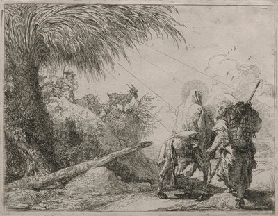 The Holy Family on a Rocky Path, from the Series Idee Pittoresche Sulla Fuga in Egitto by Giovanni Domenico Tiepolo