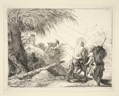 The Holy Family on a Rocky Path, from the series Idee pittoresche sulla fuga in Egitto (Flight into Egypt) by Giovanni Domenico Tiepolo