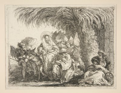 The Holy Family under a Palm Tree, from the series Picturesque Ideas on the Flight into Egypt by Giovanni Domenico Tiepolo