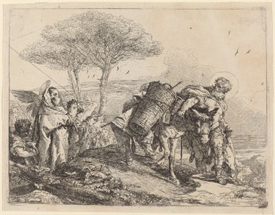The Madonna and Child at Left, with a File of Angels by Giovanni Domenico Tiepolo