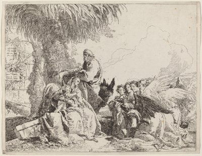 The Rest on the Flight, with Adoring Angels by Giovanni Domenico Tiepolo