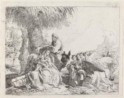 The Rest on the Flight, with Adoring Angels by Giovanni Domenico Tiepolo
