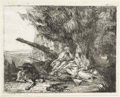 The Rest on the Flight, with Holy Family under a Tree by Giovanni Domenico Tiepolo
